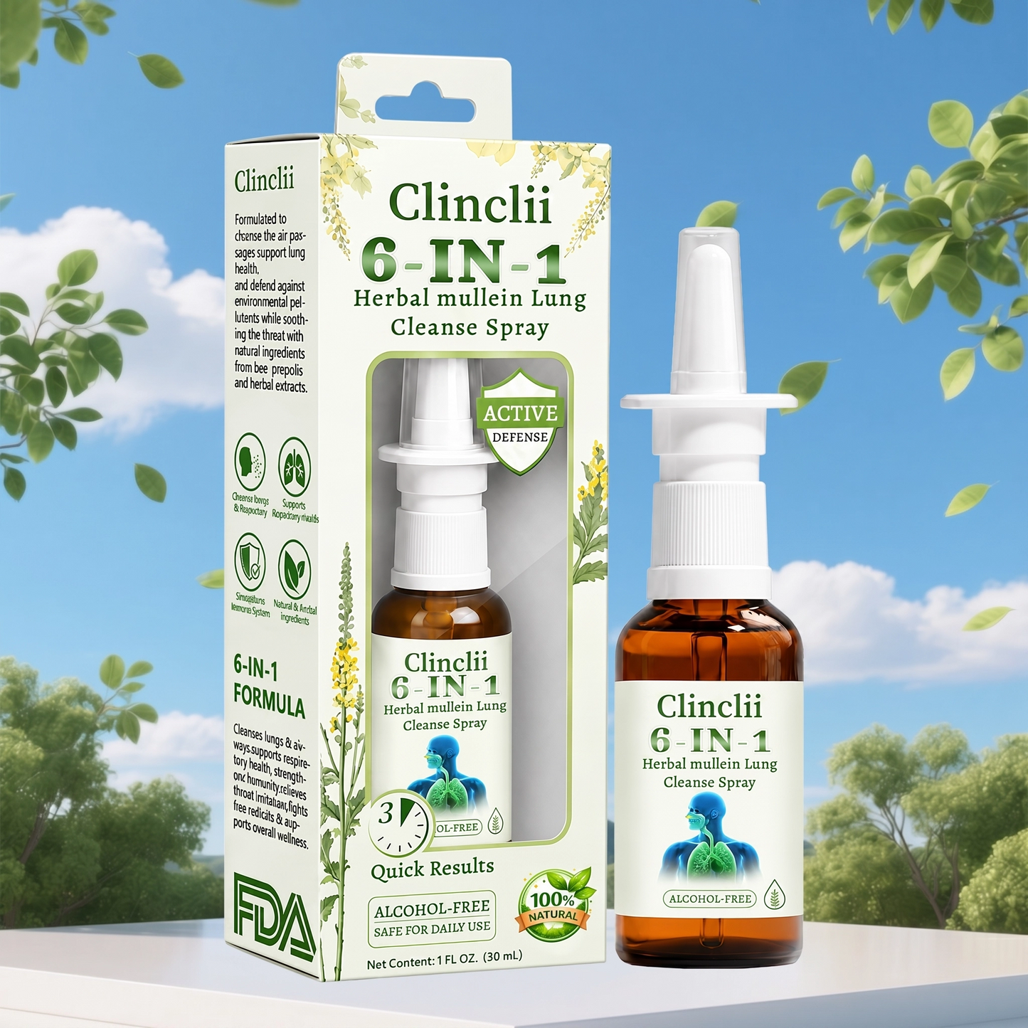 🔥Enjoy 49% OFF today--Clinclii 6-in-1 Herbal mullein Lung Cleanse Spray