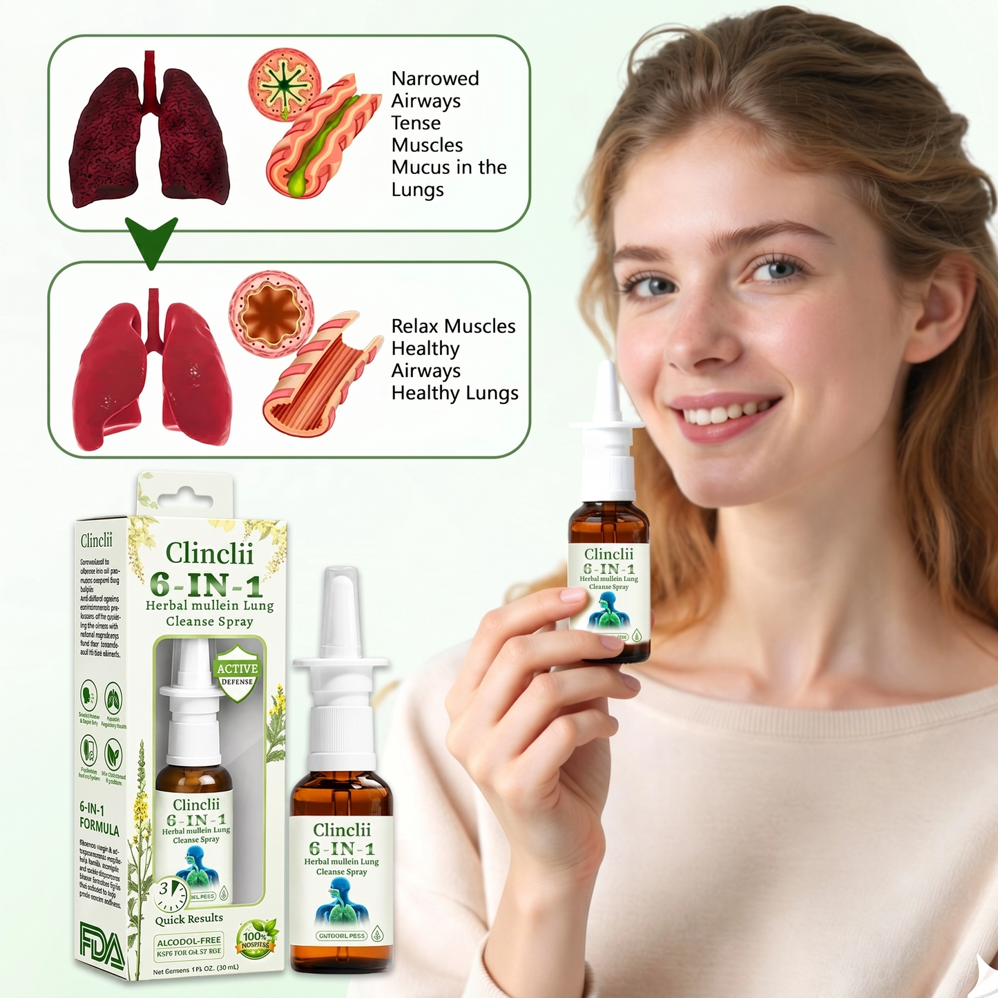 🔥Enjoy 49% OFF today--Clinclii 6-in-1 Herbal mullein Lung Cleanse Spray