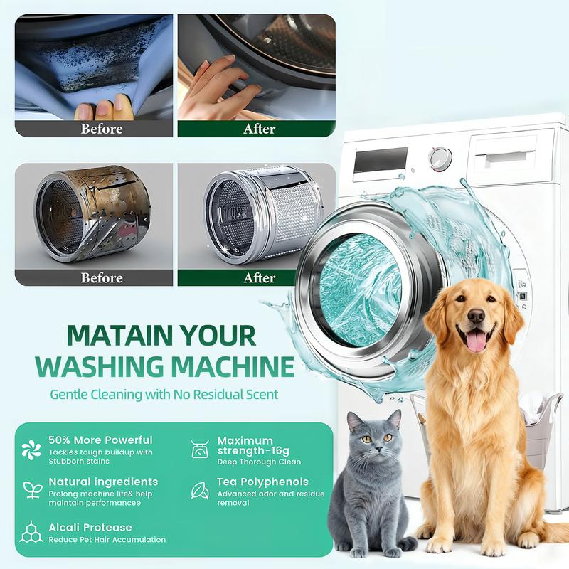 🔥Enjoy 49% OFF today--NESLEMY-E-Friendly Washing Machine Cleaner Tablets – Deep Clean Washer Odors, Residue & Pet Hair Buildup-RH