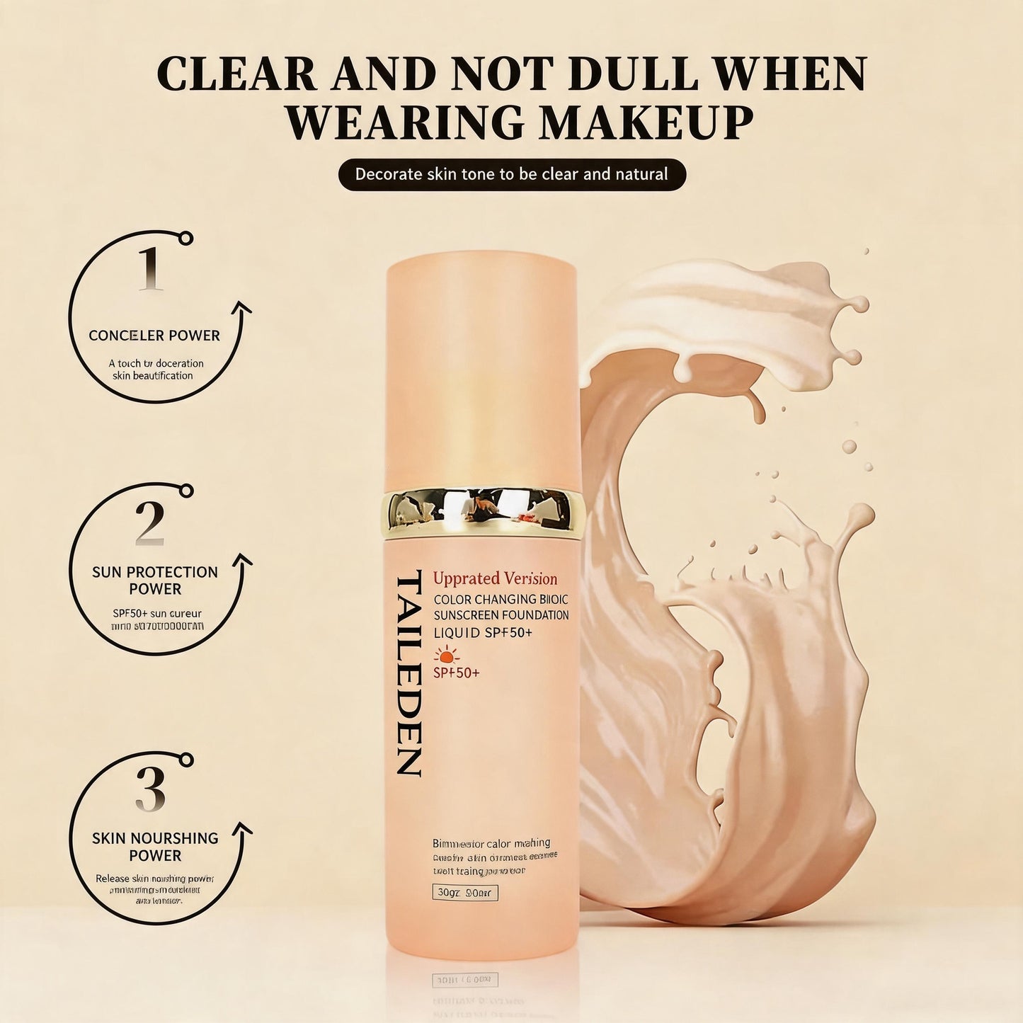 Final 3 Hours: 60% OFF🔥4-In-1 Foundation Liquid SPF 50+++ Moisturizing Even Skin Toning Color