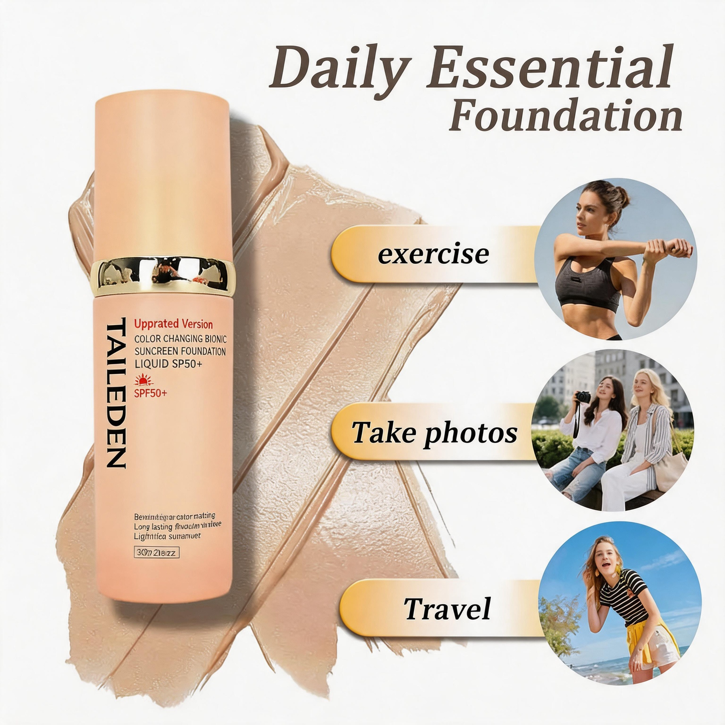 Final 3 Hours: 60% OFF🔥4-In-1 Foundation Liquid SPF 50+++ Moisturizing Even Skin Toning Color