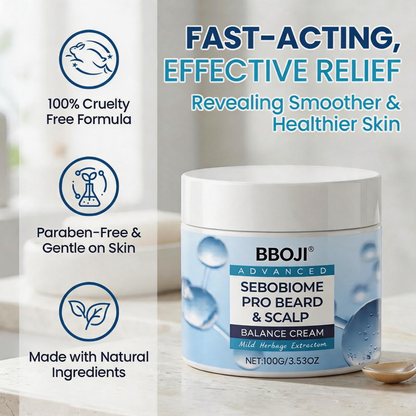🔥 FLAKE-FREE SKIN IN 7 DAYS BBOJI® SeboBiome Pro Beard & Scalp Cream 🌱 Reduces Itch & Flakes — No Greasy Residue!