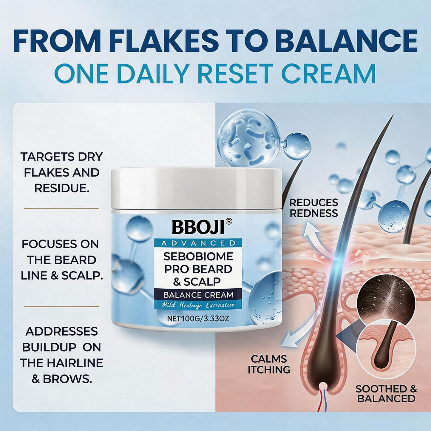 🔥 FLAKE-FREE SKIN IN 7 DAYS BBOJI® SeboBiome Pro Beard & Scalp Cream 🌱 Reduces Itch & Flakes — No Greasy Residue!